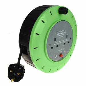 10 M CABLE EXTENSION REEL LEAD MAINS SOCKET HEAVY DUTY ELECTRICAL 2 GANG
