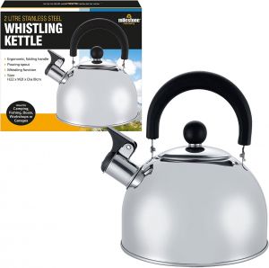 Milestone Camping Men's 65580 Stainless Steel Whistling Kettle, Silver, 2 litres