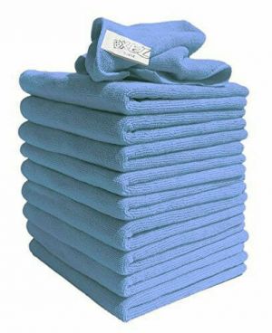 Lint Free Microfibre Exel Super Magic Cleaning Cloths For Polishing, Washing, Waxing And Dusting. Cleaning Accessories, Blue (Pack of 10)